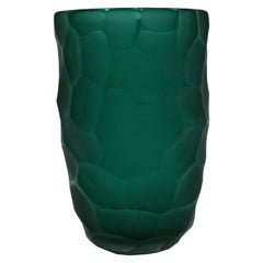 Mid-Century Modern Davide Dona Sculptural Faceted Green Murano Glass Vase