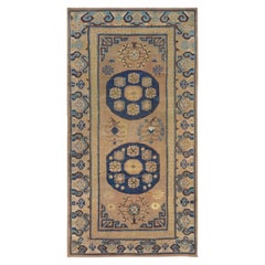 Chemin de table antique en laine Khotan tissé à la main