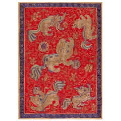 Mid 20th Century Silk & Gold Thread Chinese Embroidery ( 2' x 2'8" - 60 x 80 )