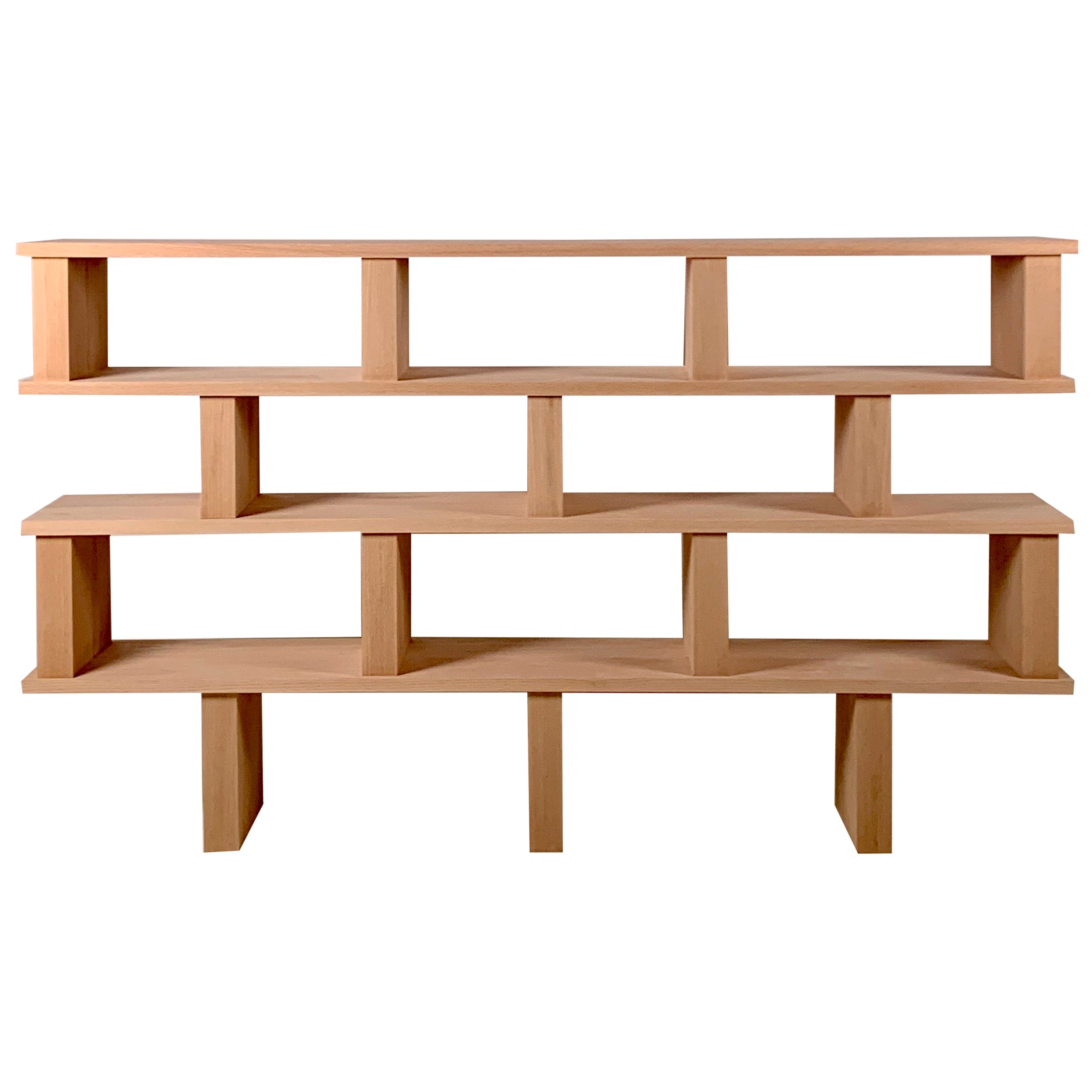 Large 'Horizontale' White Oak and Black Steel Shelving Unit by Design
