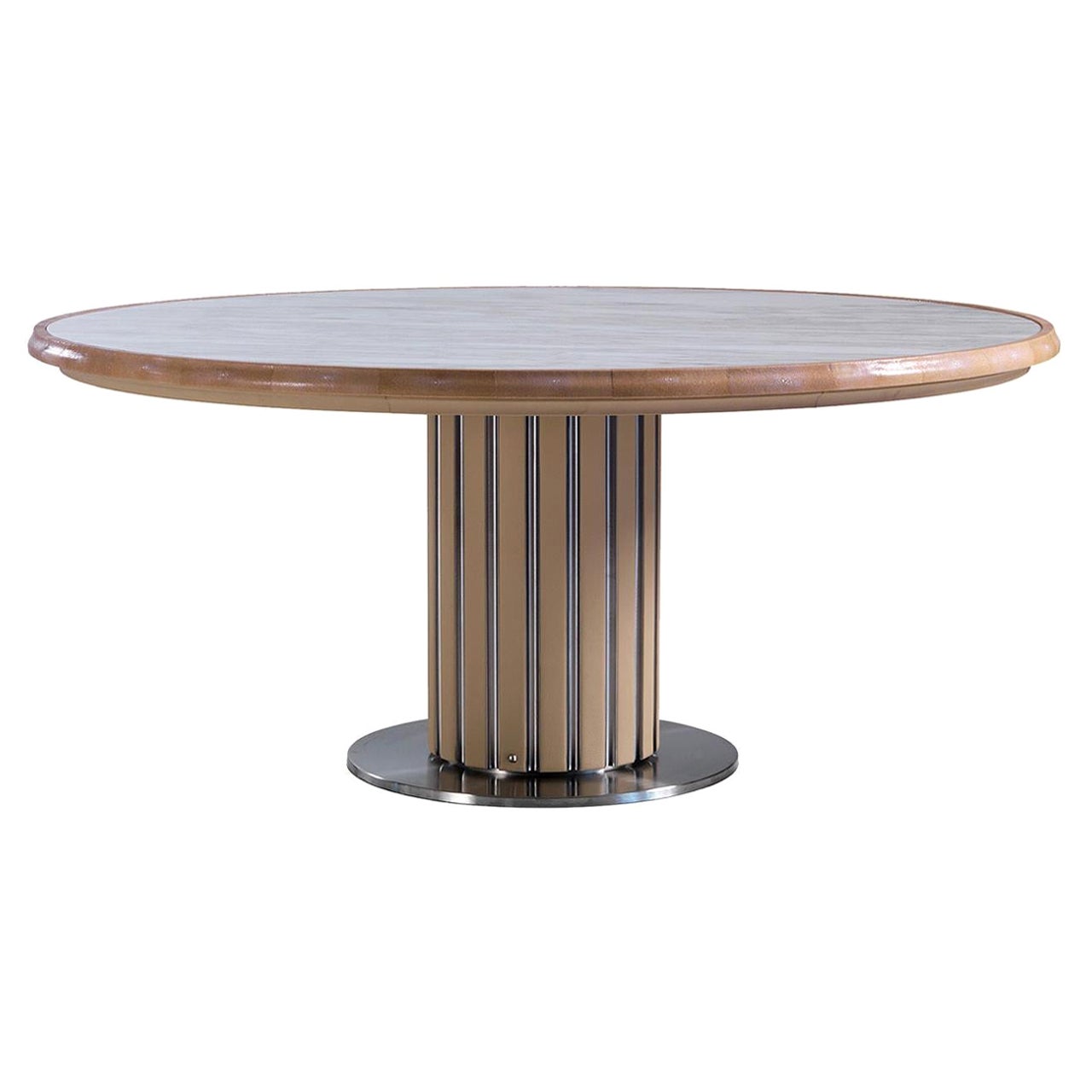 Black Marble and Chrome Round Dining Table at 1stDibs