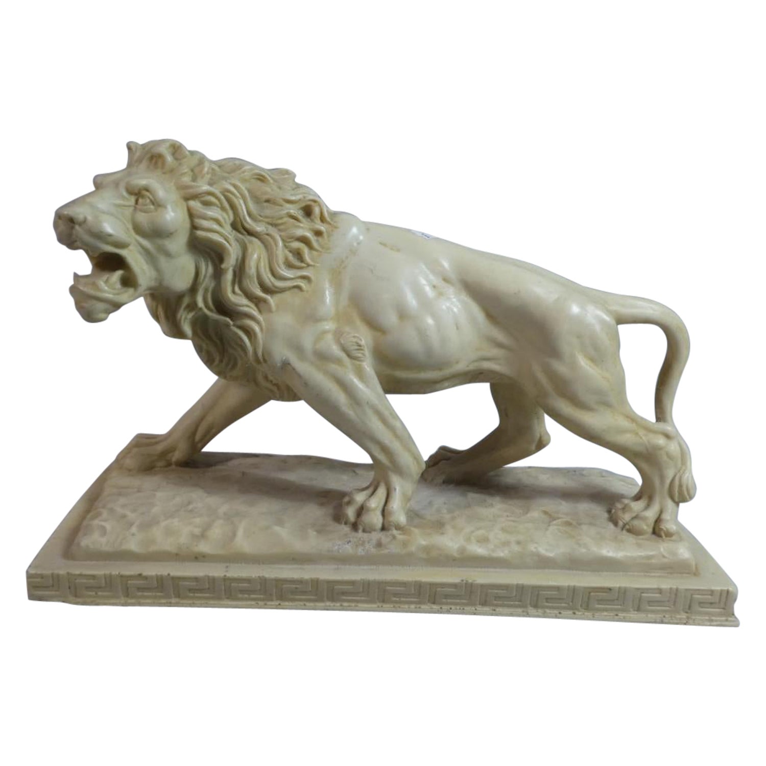 After Antoine-Louis Barye Walking Lion Le lion qui marche White Marble Effect For Sale