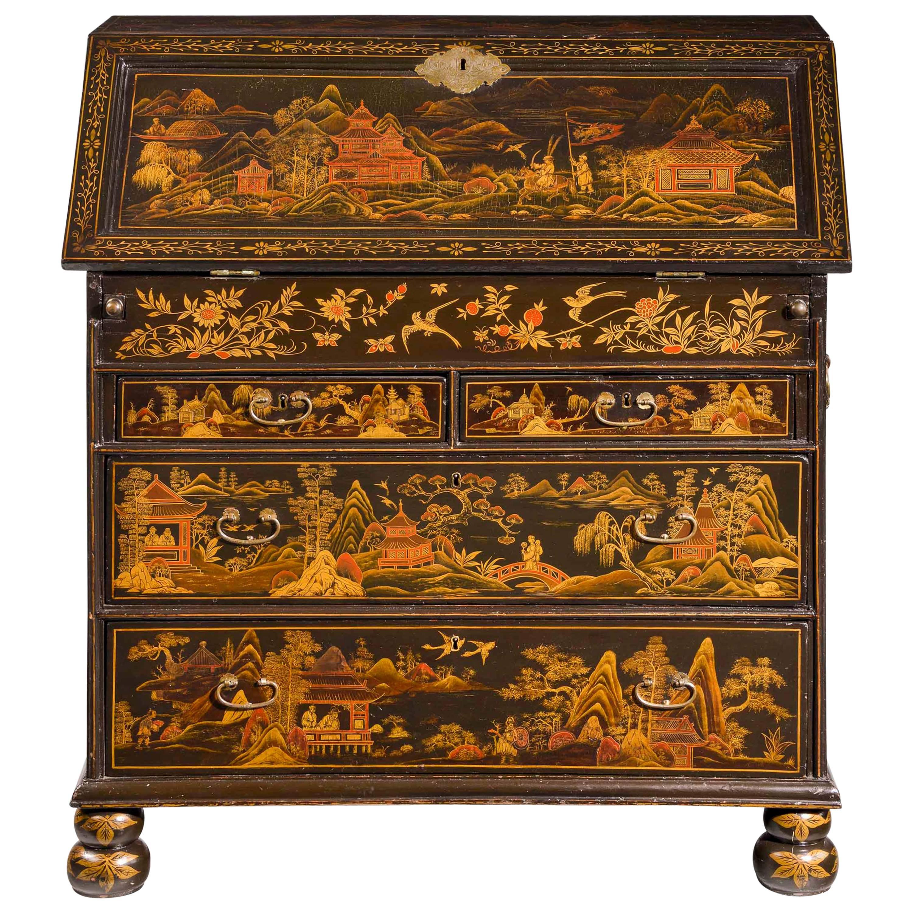 Fine and Rare Chinese Lacquered Writing Bureau For Sale