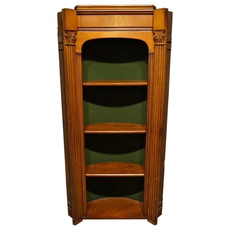 Vintage Open Neoclassical Maple Built in Corner Shelving