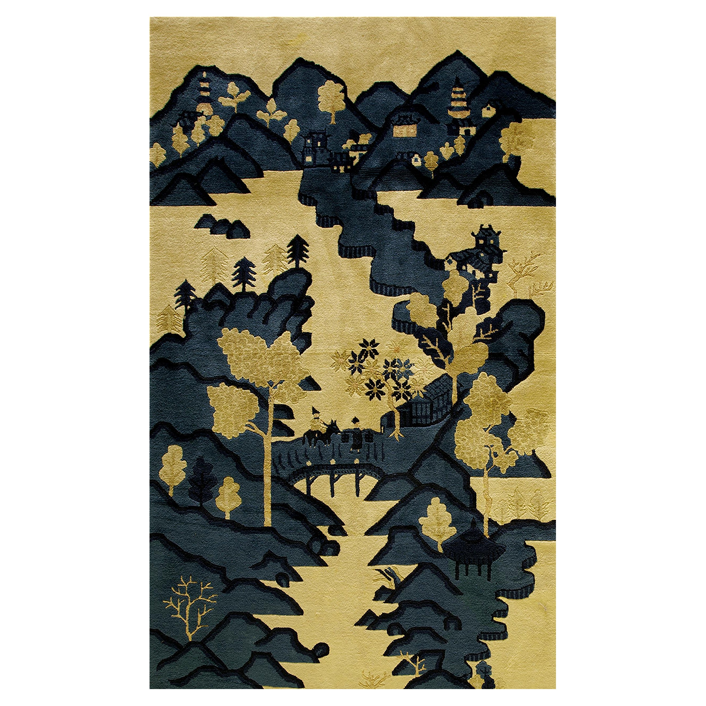 Tapis chinois Baotou des années 1930 ( 3'2""" x 5' - 97 x 152 cm )
