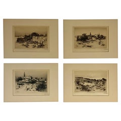4 Acqueforti di WG Beal, Marblehead, Rock Port, Folly Point e Annisquam, 1880 MA