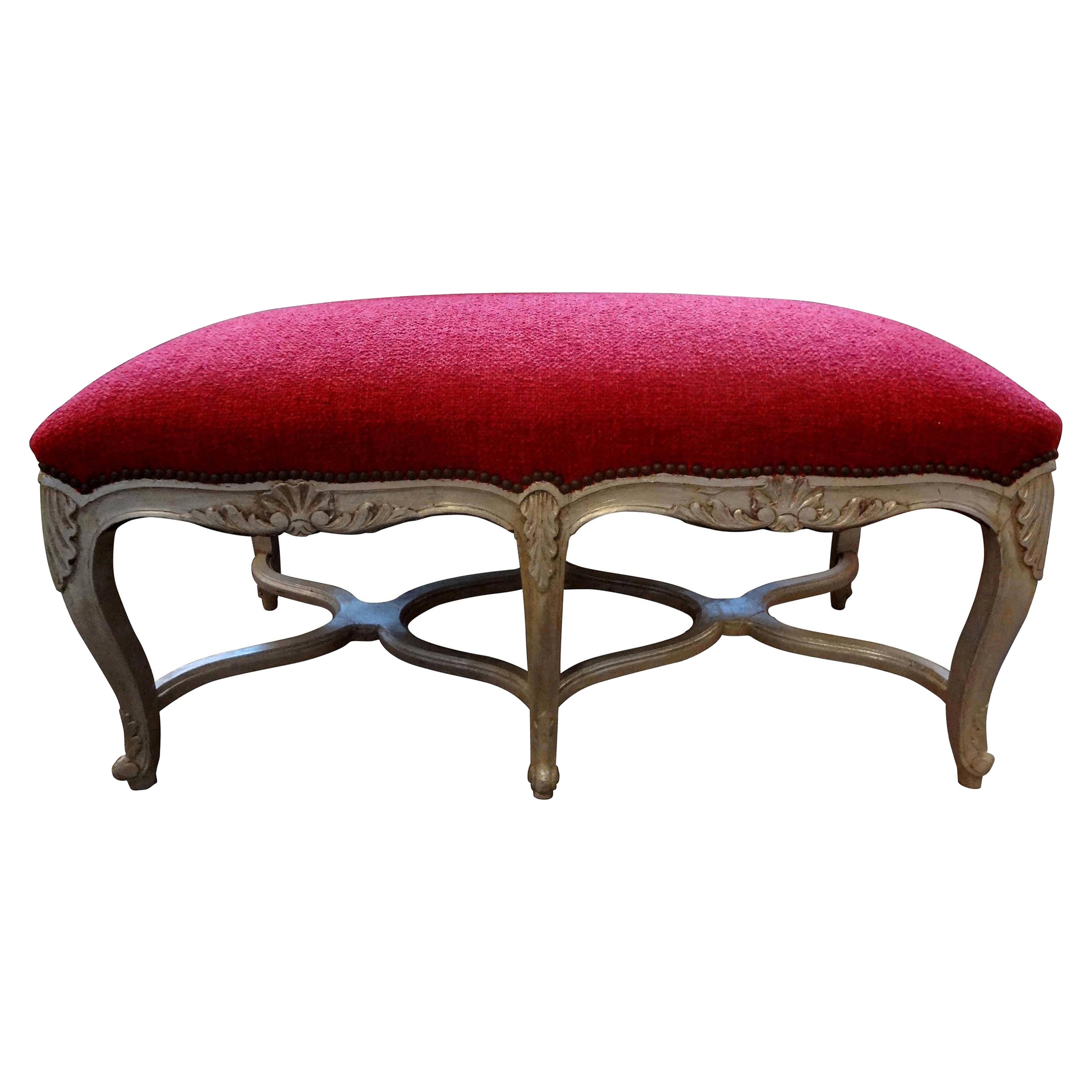 19th Century French Louis XV Style Silver Gilt Bench For Sale