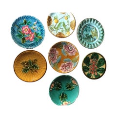 Antique Set of 7 Majolica Plates, circa 1890 Antique Set of 7 Majolica Plates, circa 1890