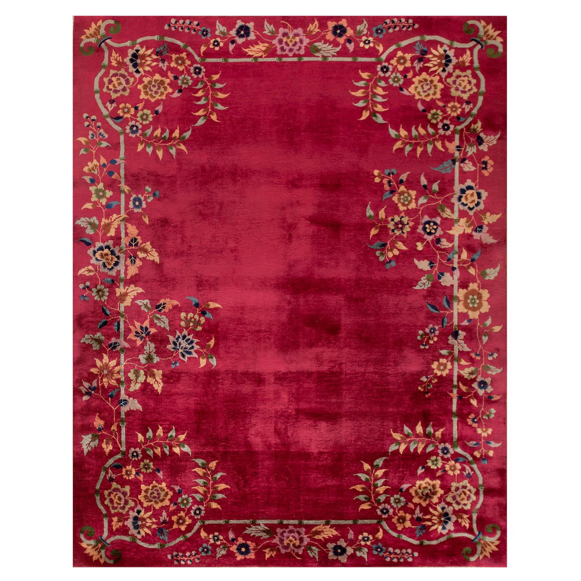 1920s Chinese Art Deco Carpet (9' x 11' 4" - 275 x 345 cm ) For Sale