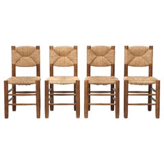 French Charlotte Perriand Bauche Chairs, Set of 4, Unrestored, circa 1950