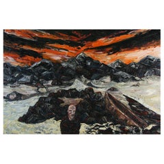 Brent Shegog (Australian), Impressionist Oil on Canvas, Man and Boat