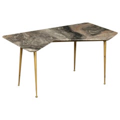 Coffee Table Marble Brass, Italy, 1950s