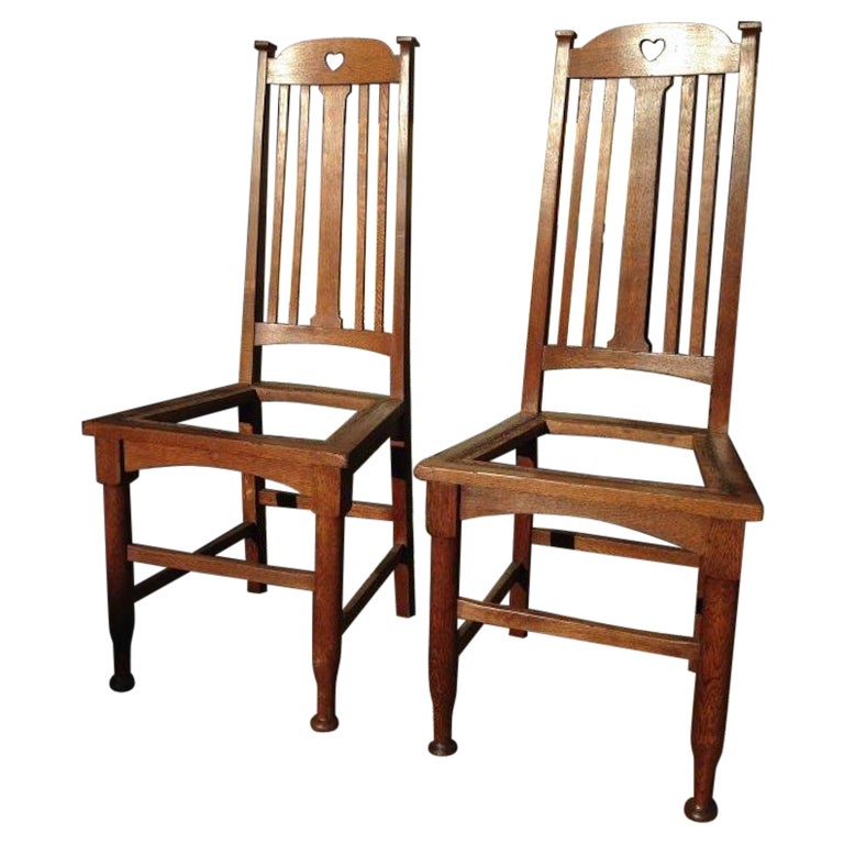 Crafts Oak Dining Chairs, Cut Out Back Dining Chairs