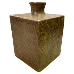 Tatsuzo Shimaoka Vaso in ceramica giapponese smaltato a intarsio di corda con scatola firmata