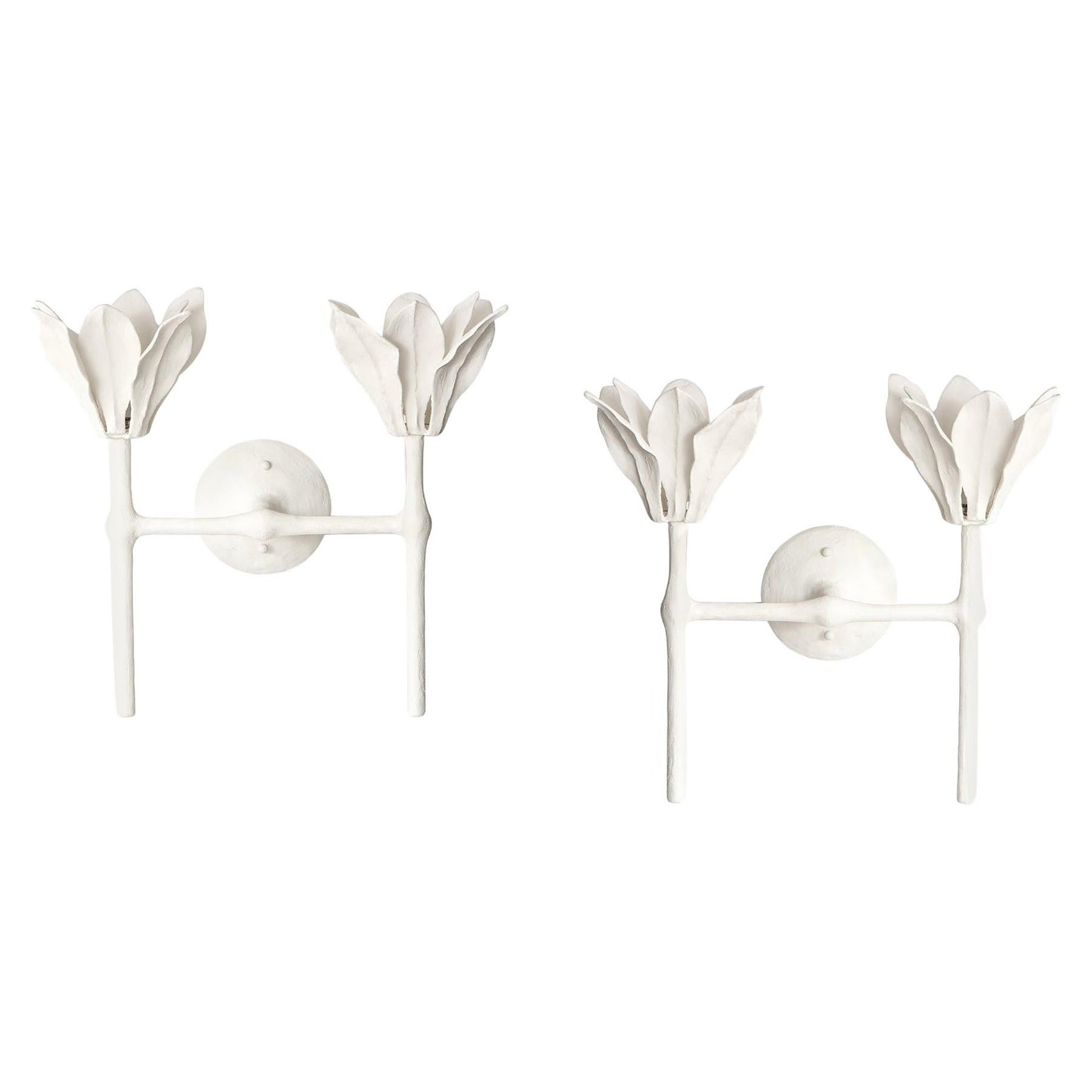 Individuelles Paar von Gips Fleur Sconces im Angebot