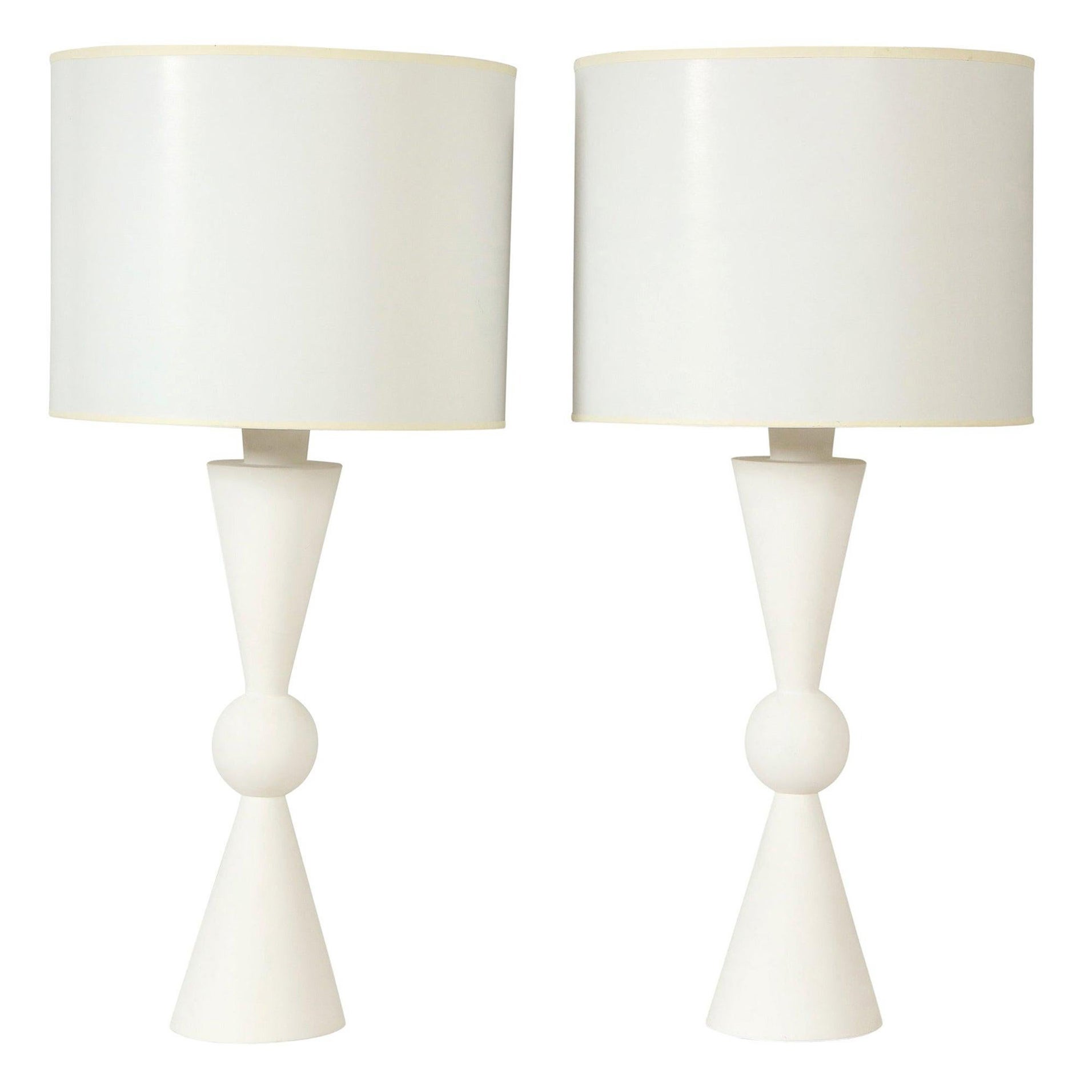 Pair of Hand Crafted Custom Plaster Arlo Table Lamps For Sale