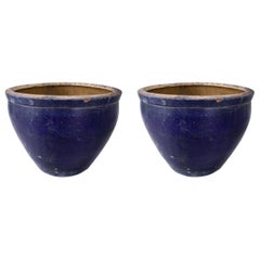 Pair of Antique Large Cobalt Planters