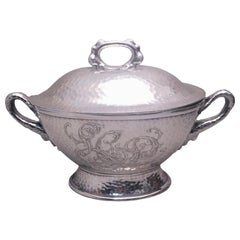 Antique Tiffany & Co Hand Hammered Sterling Silver Japanesque 1879 Tureen wth Handles