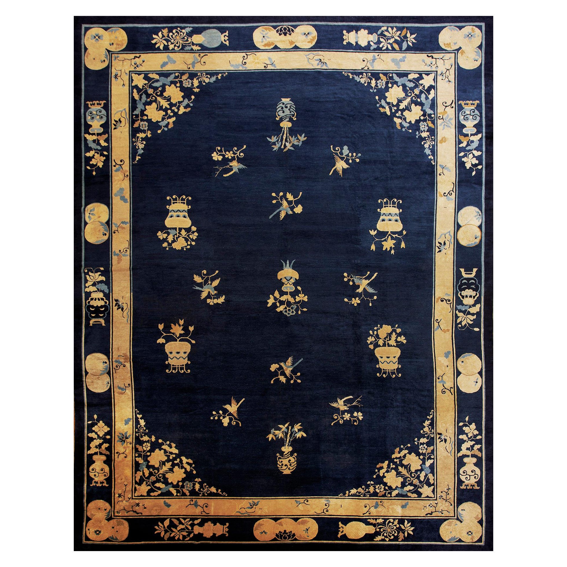 19th Century Chinese Perking Carpet ( 11'10" x 15'8" 360 x 470 ) For Sale