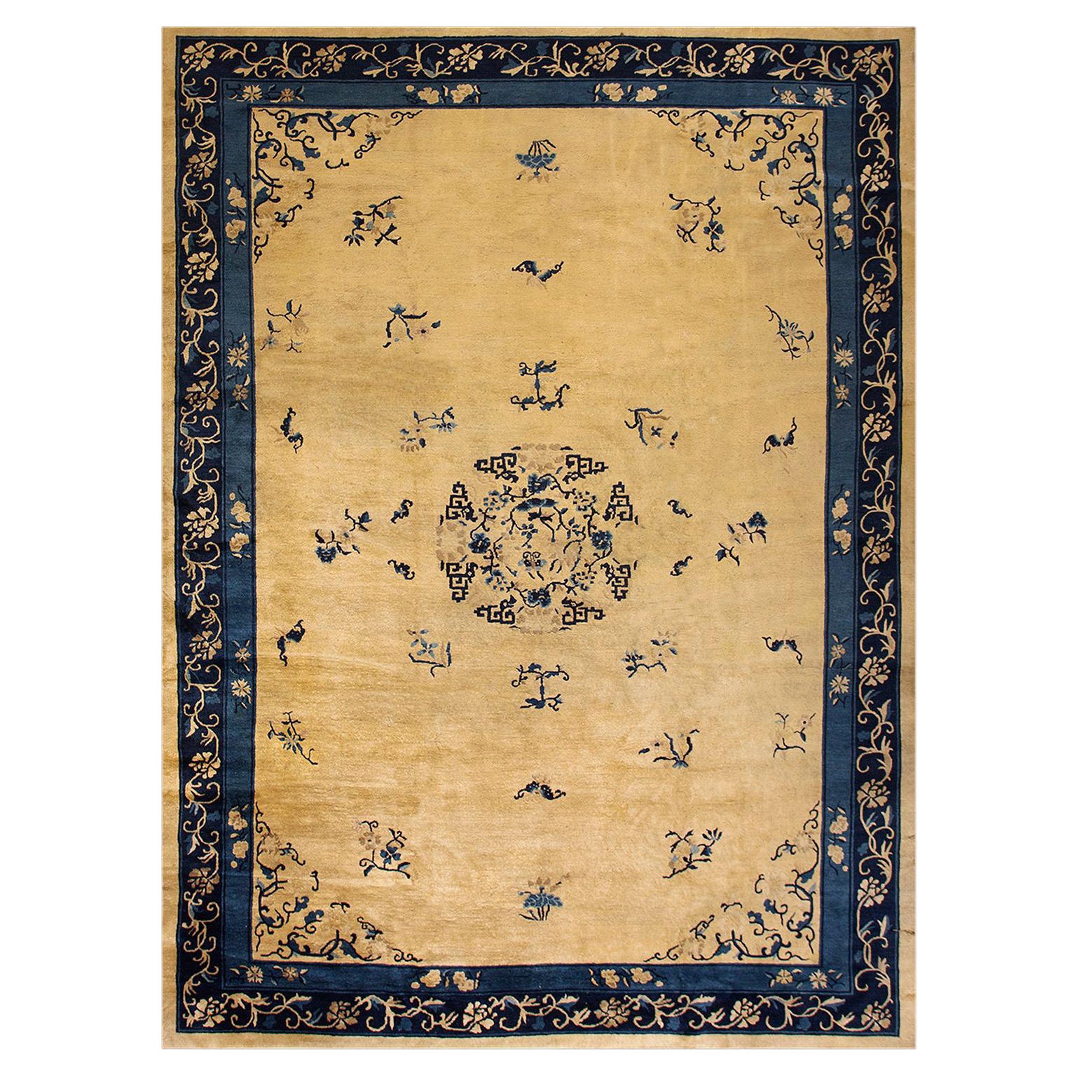 Tapis chinois ancien de Pékin de 9' 0"" x 12' 4"" 