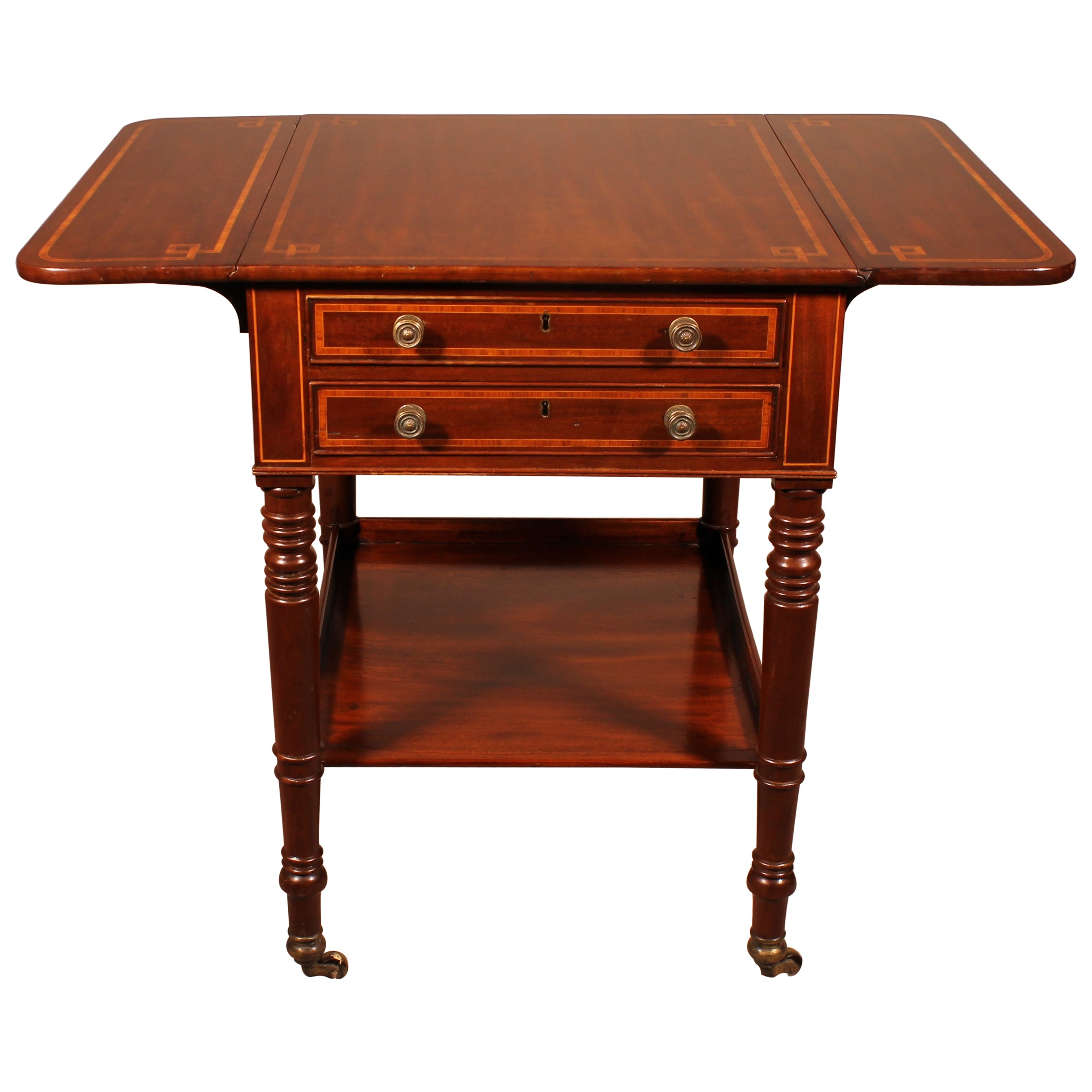 Mahogany String Inlay Pembroke Table For Sale at 1stDibs