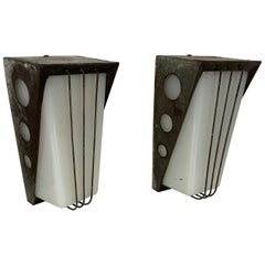 Elusive Modernist Outdoor Sconces Attributed to Gerald Thurston for Lightolier