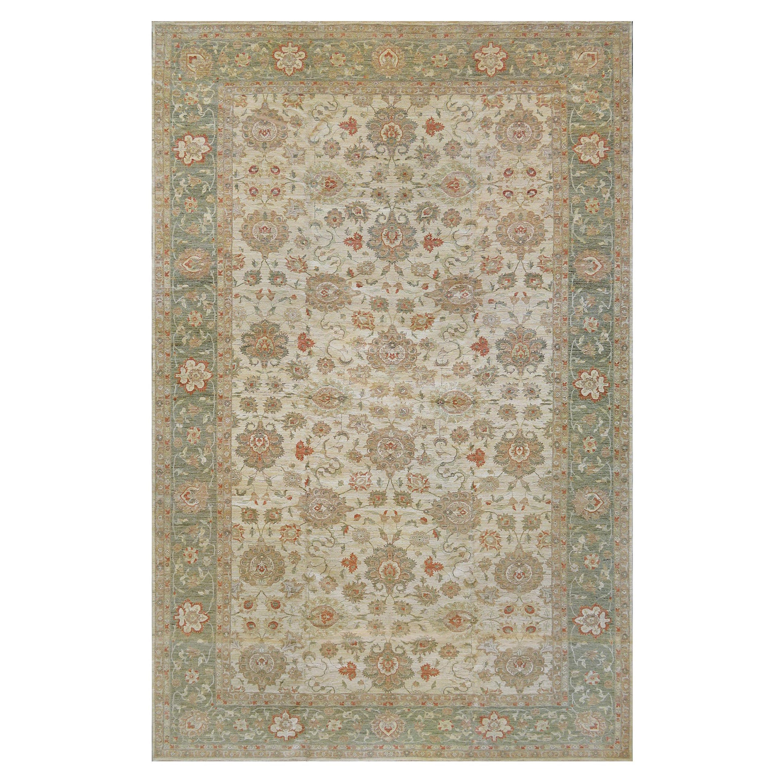 Alfombra sobredimensionada contemporánea tejida a mano con lana inspirada en Sultanabad Rugs