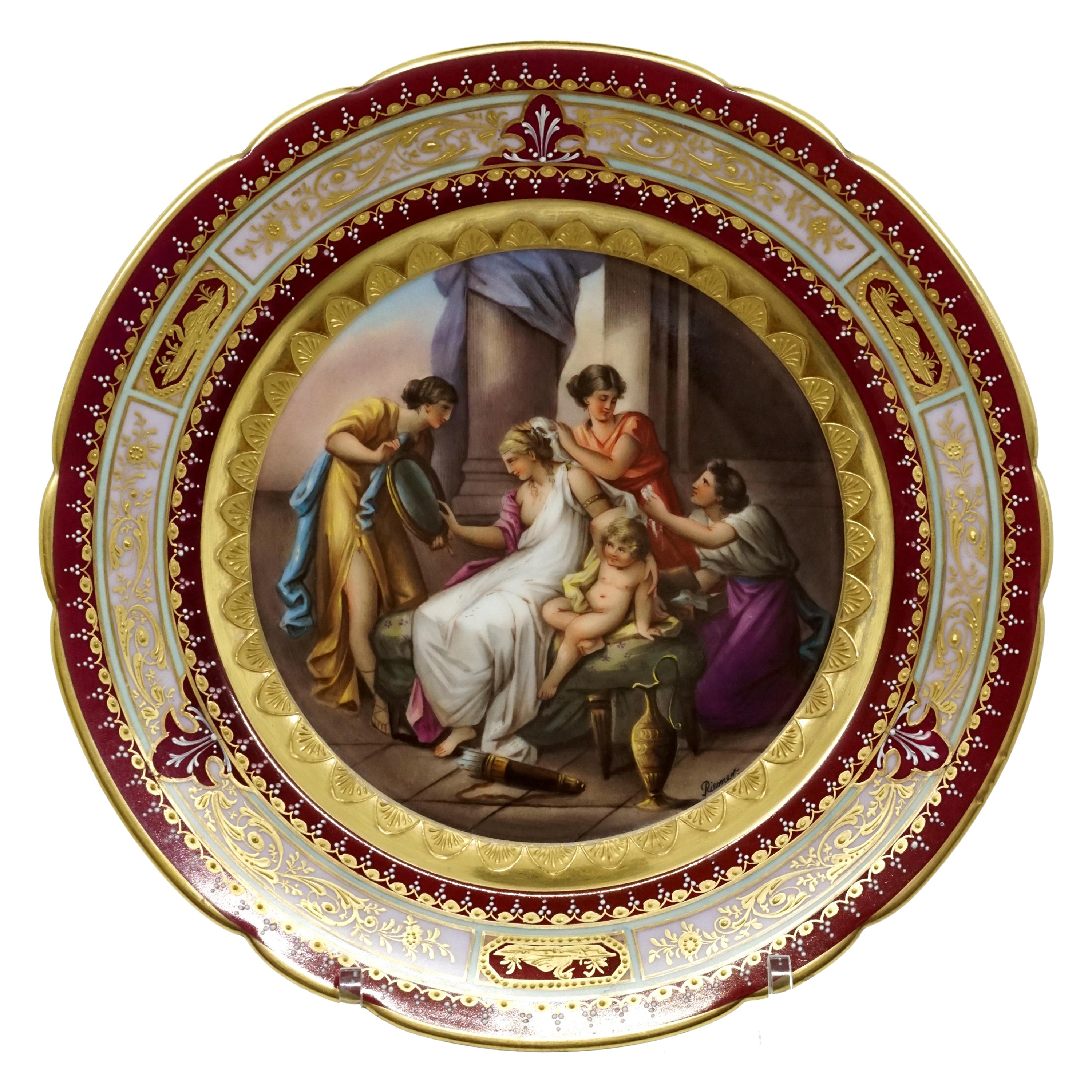 Königlicher Wiener Splendour-Bilderteller mit Venusornamenten, um 1890