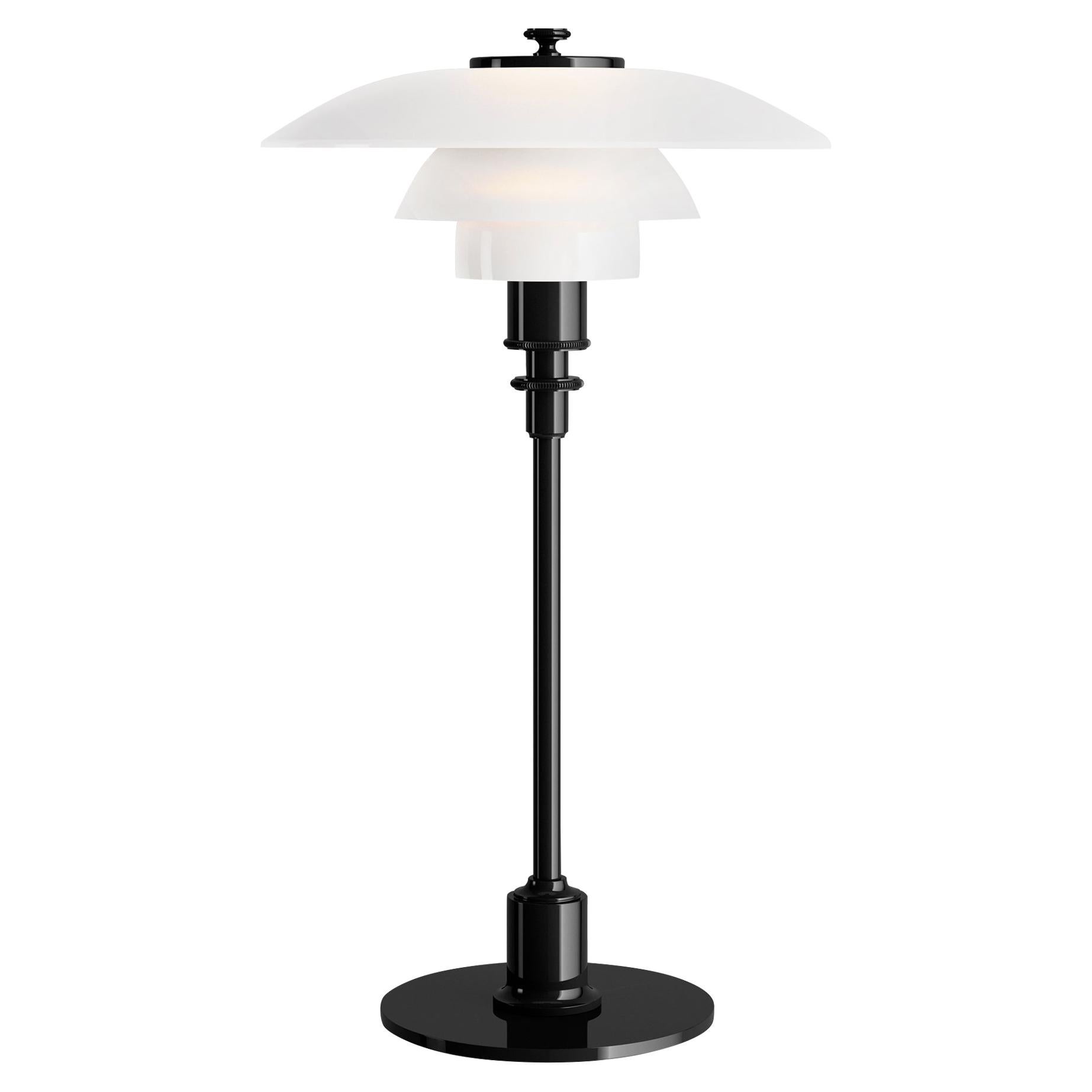 Poul Henningsen Black Metalized and Glass PH 2/1 Table Lamp for Louis Poulsen For Sale