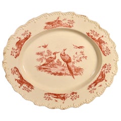 18th Century English Feather Edge Creamware Dish with Game Bird Decoration