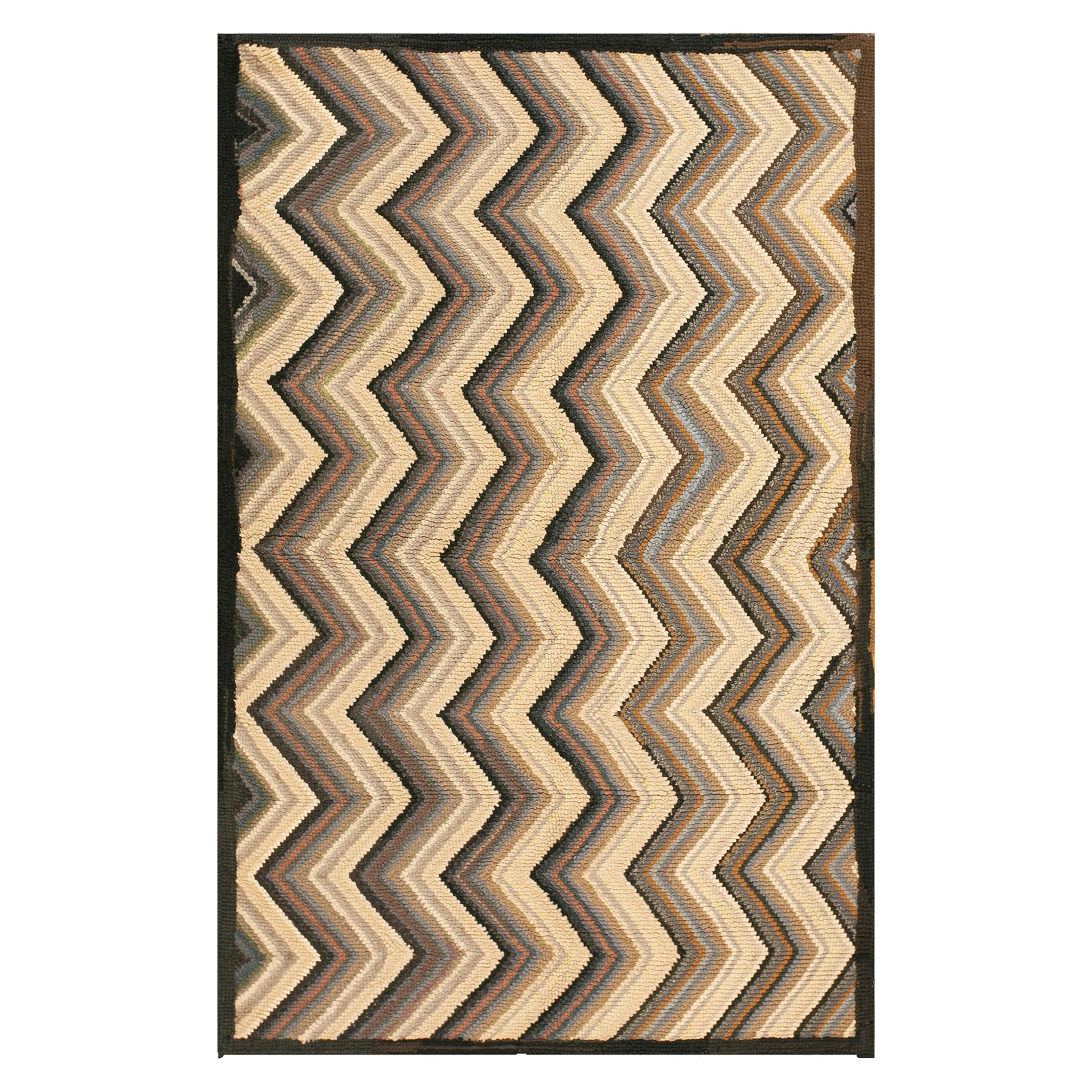 Alfombra con ganchos americana de mediados del siglo XX ( 4' x 6' - 122 x 183 )