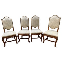 Set of 4 Louis XV Style Chairs, Pierre Frey Fabric, 19th Century