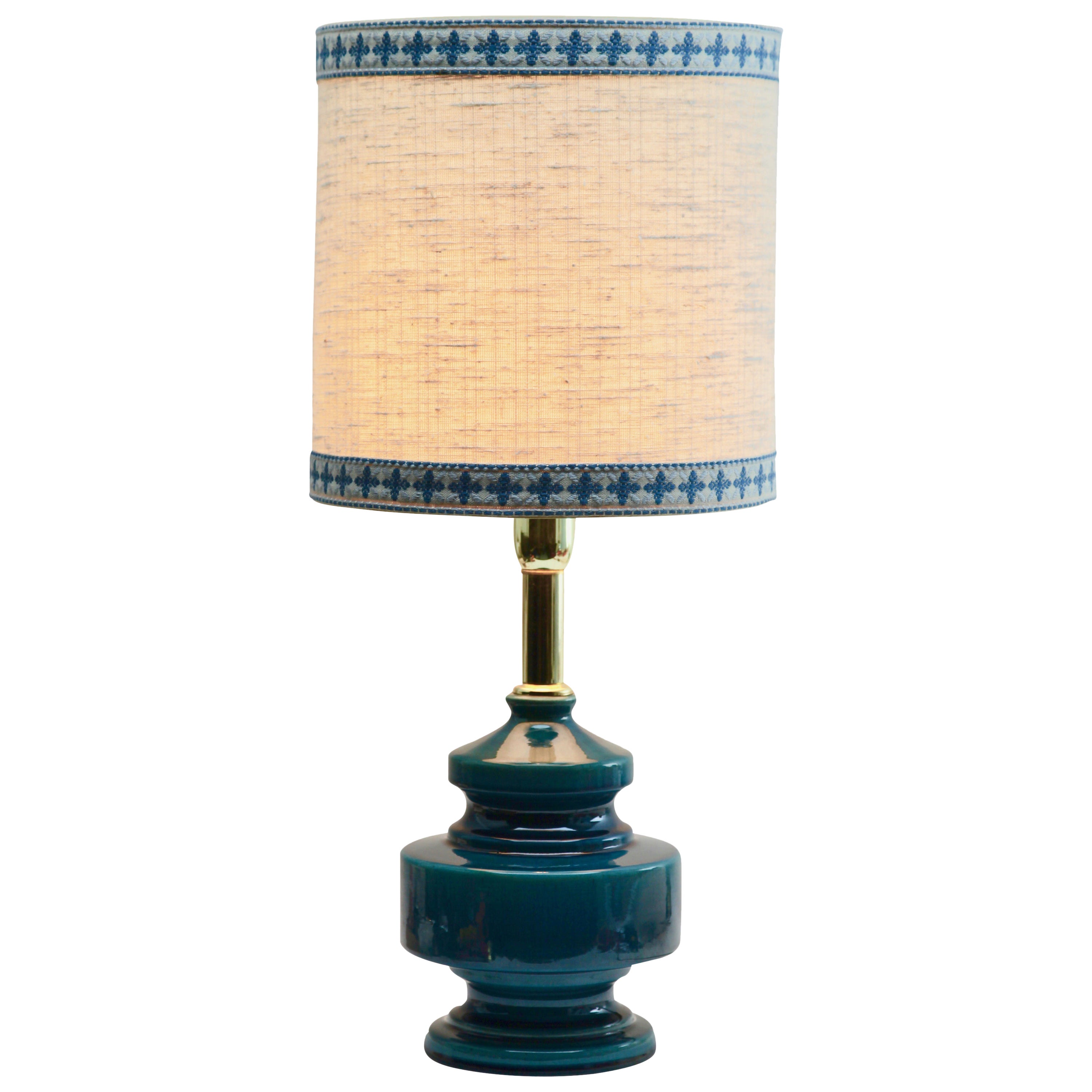 Marc Ward Artist Signed Crackle Glaze Ceramic Table Lamp For Sale at