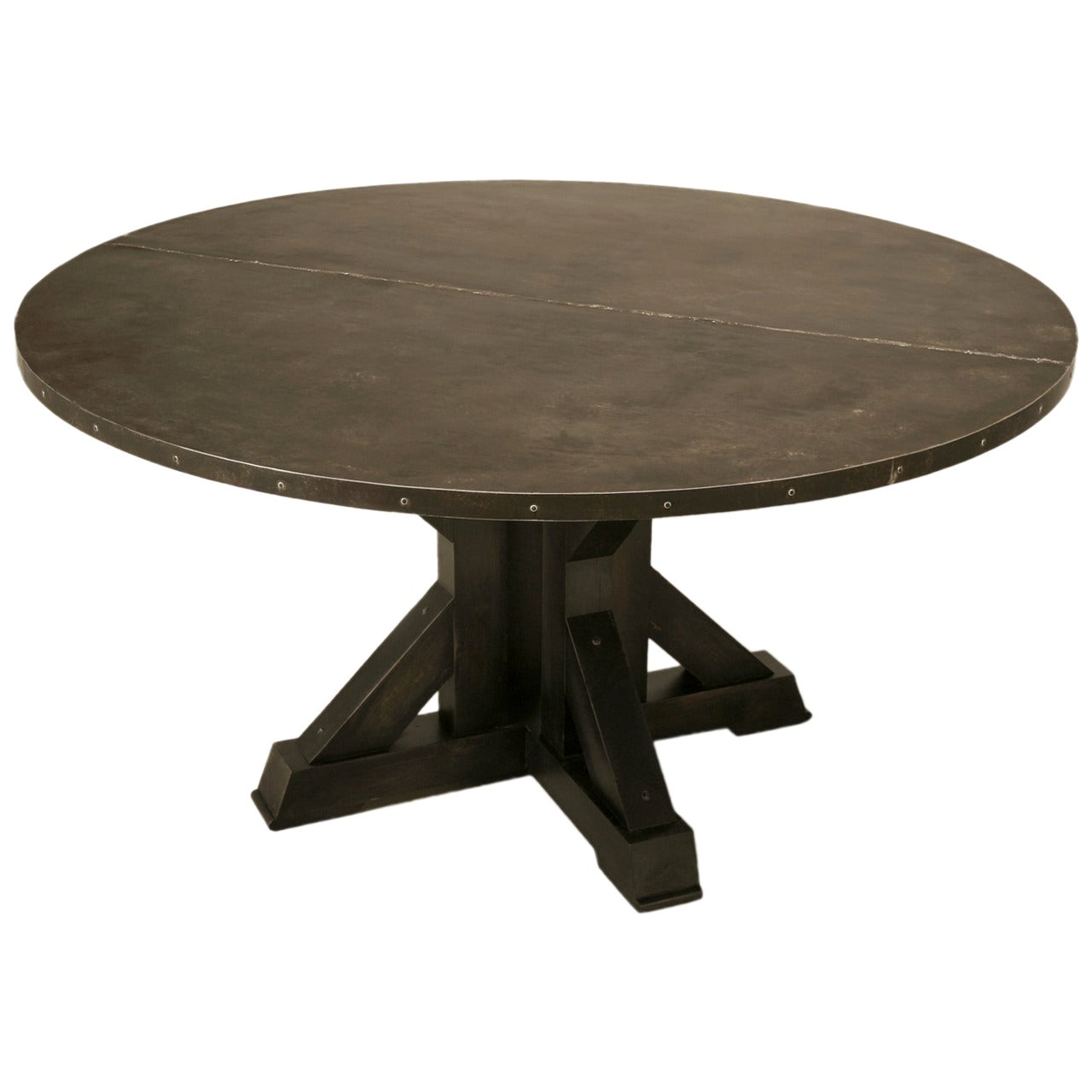 French Inspired Zinc Dining Table Custom Made in Chicago, Any Dimension Finish  For Sale