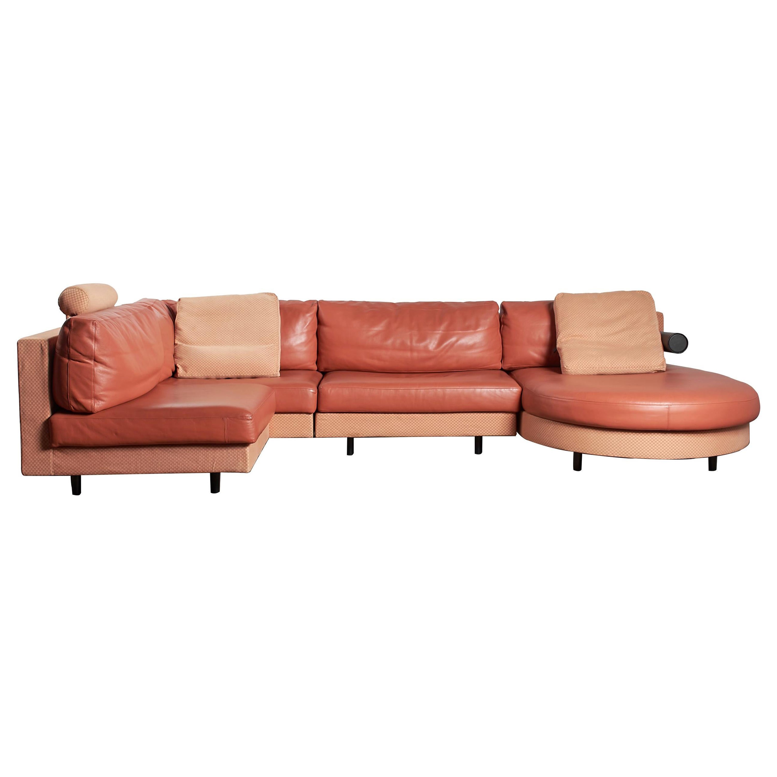 4-Piece "Sity" Sectional Sofa in Terracotta Leather by Citterio for B&B Italia