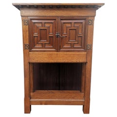 Used English Arts & Crafts, Craftsman-Made Court Cupboard with Blacksmith Handle