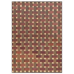 Amerikanischer Hakenteppich aus der Mitte des 20. Jahrhunderts ( 1,82 m x 1,88 m – 188 x 265 cm)