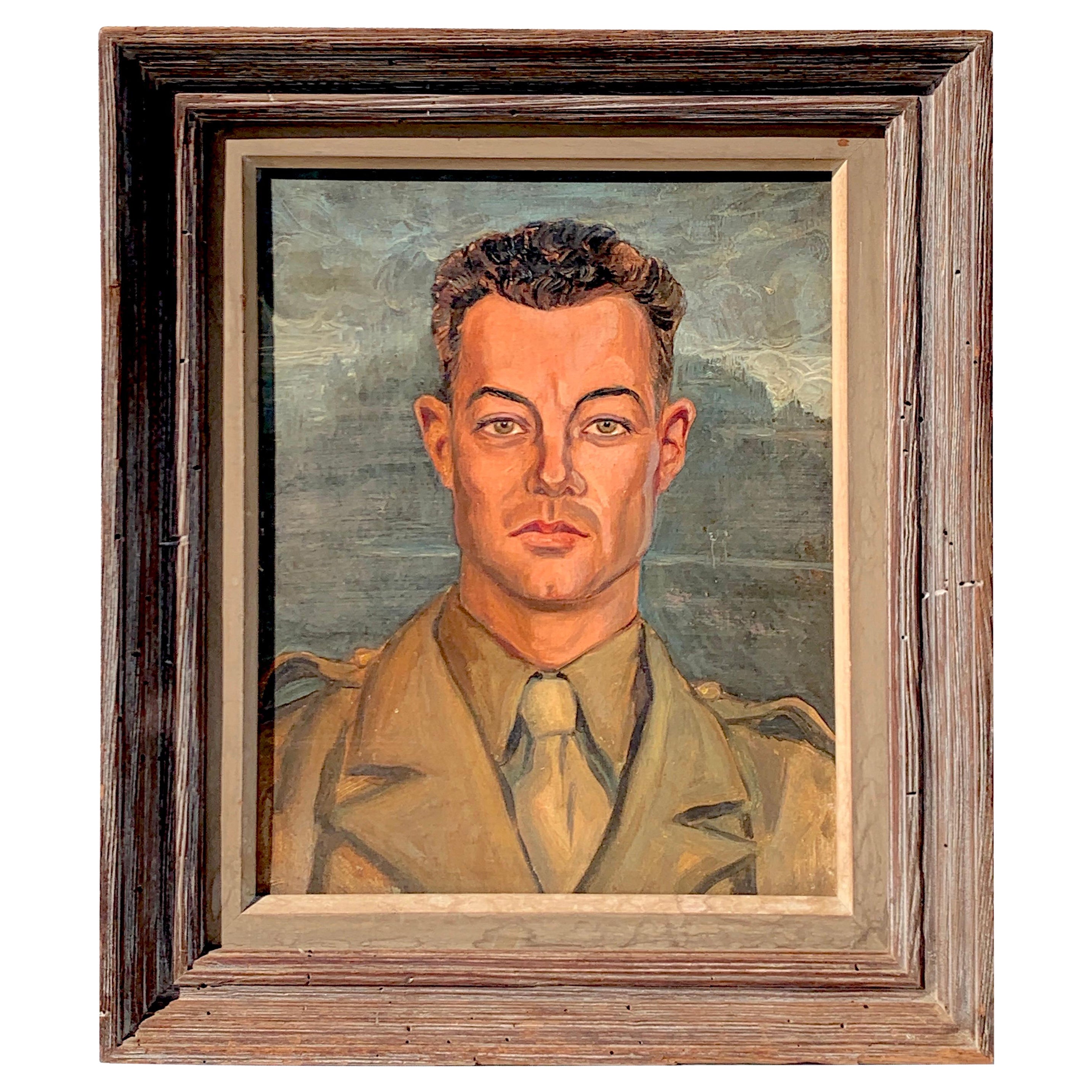 Handsome American Military WWII Portrait by Mildred Perman, 1935 For Sale