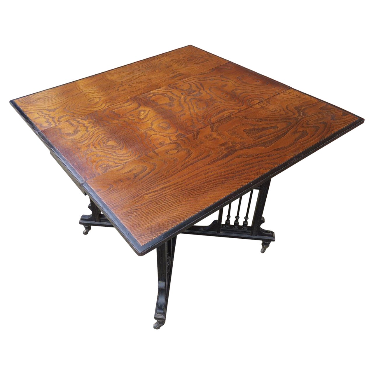 Aesthetic Movement Scissor Action Drop Leaf Side Table Made from Hungarian Ash For Sale
