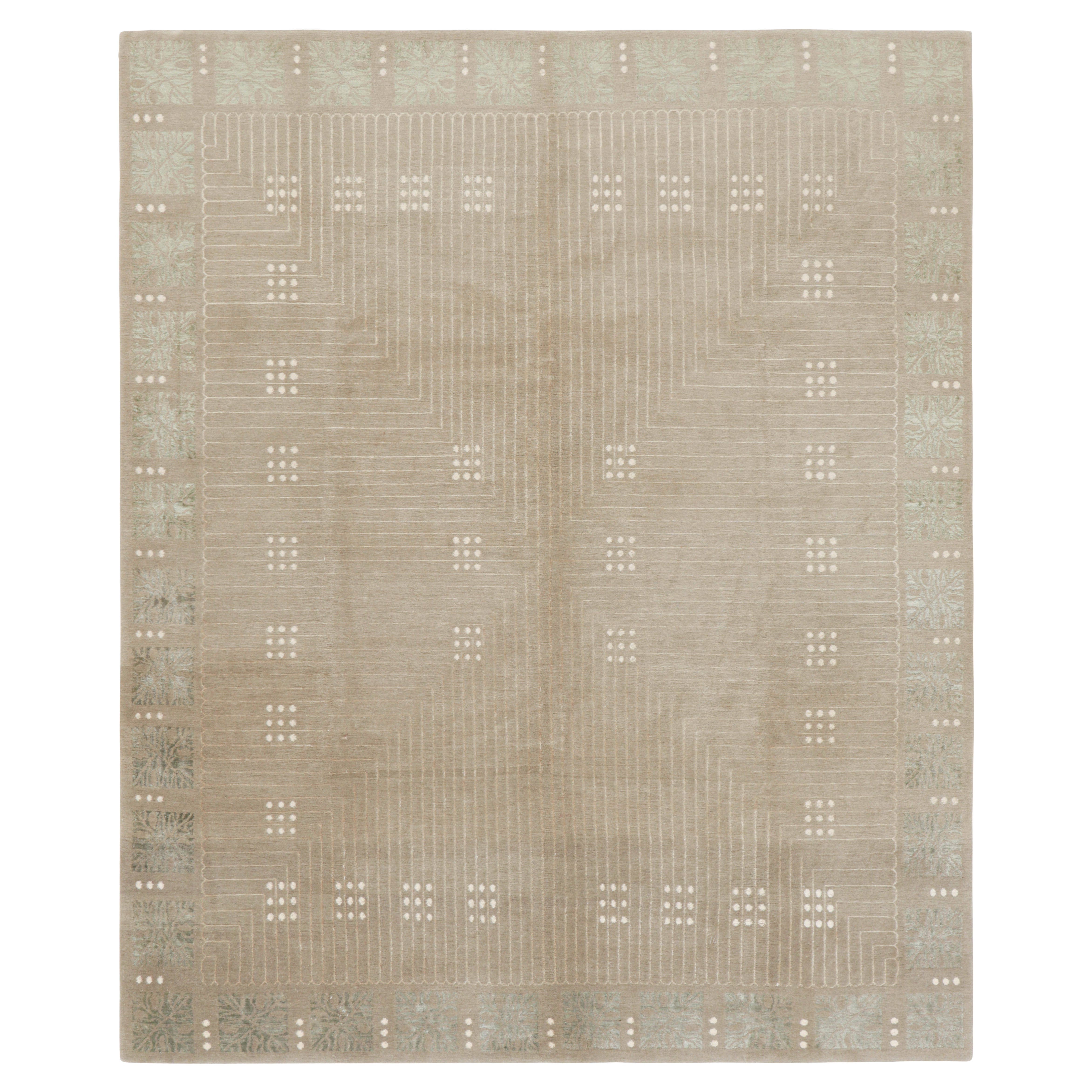 Alfombra austriaca de estilo Art Déco de Rug & Kilim con diseño geométrico marrón beige