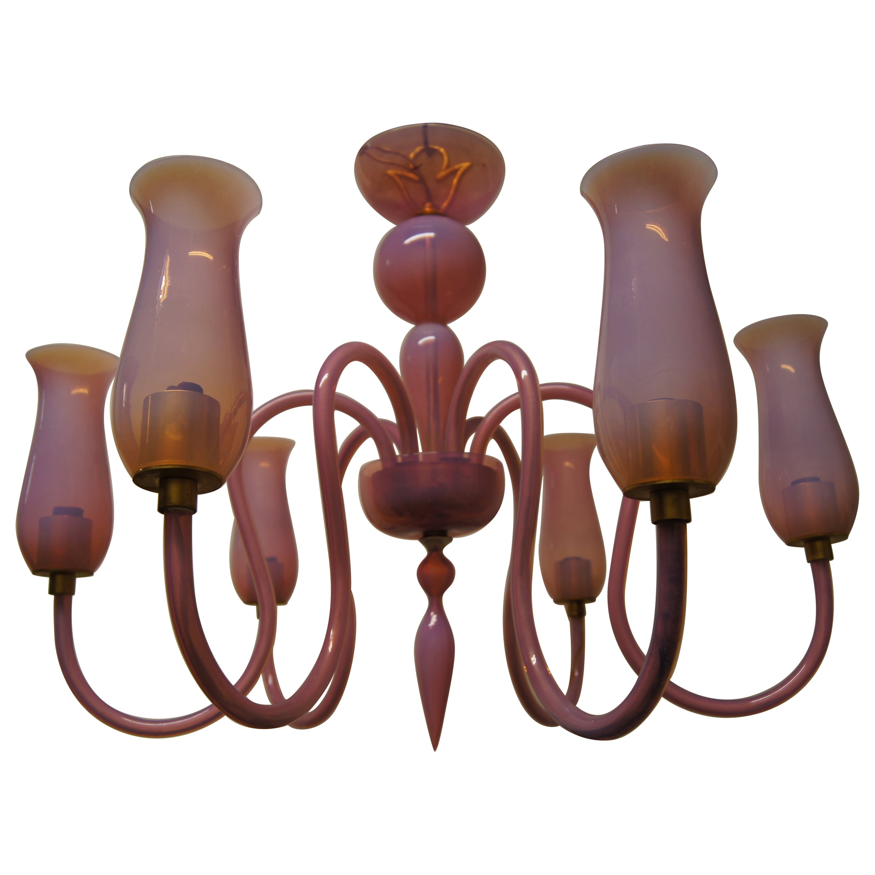 Vintage Pink Chandelier in Murano Glass For Sale at 1stDibs