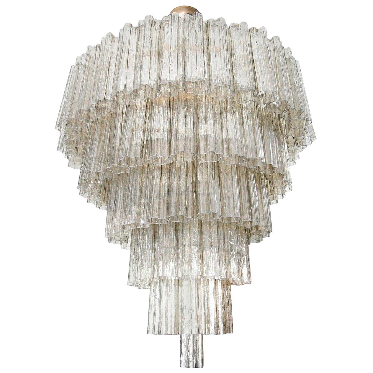 Tiered 1970s Smoked Glass Murano Chandelier For Sale