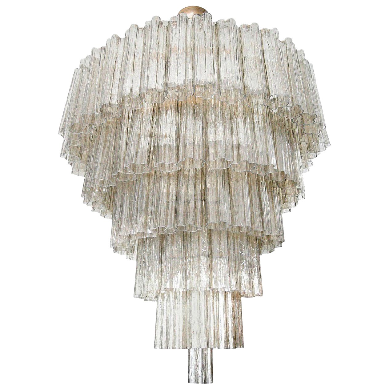 Tiered 1970s Smoked Glass Murano Chandelier