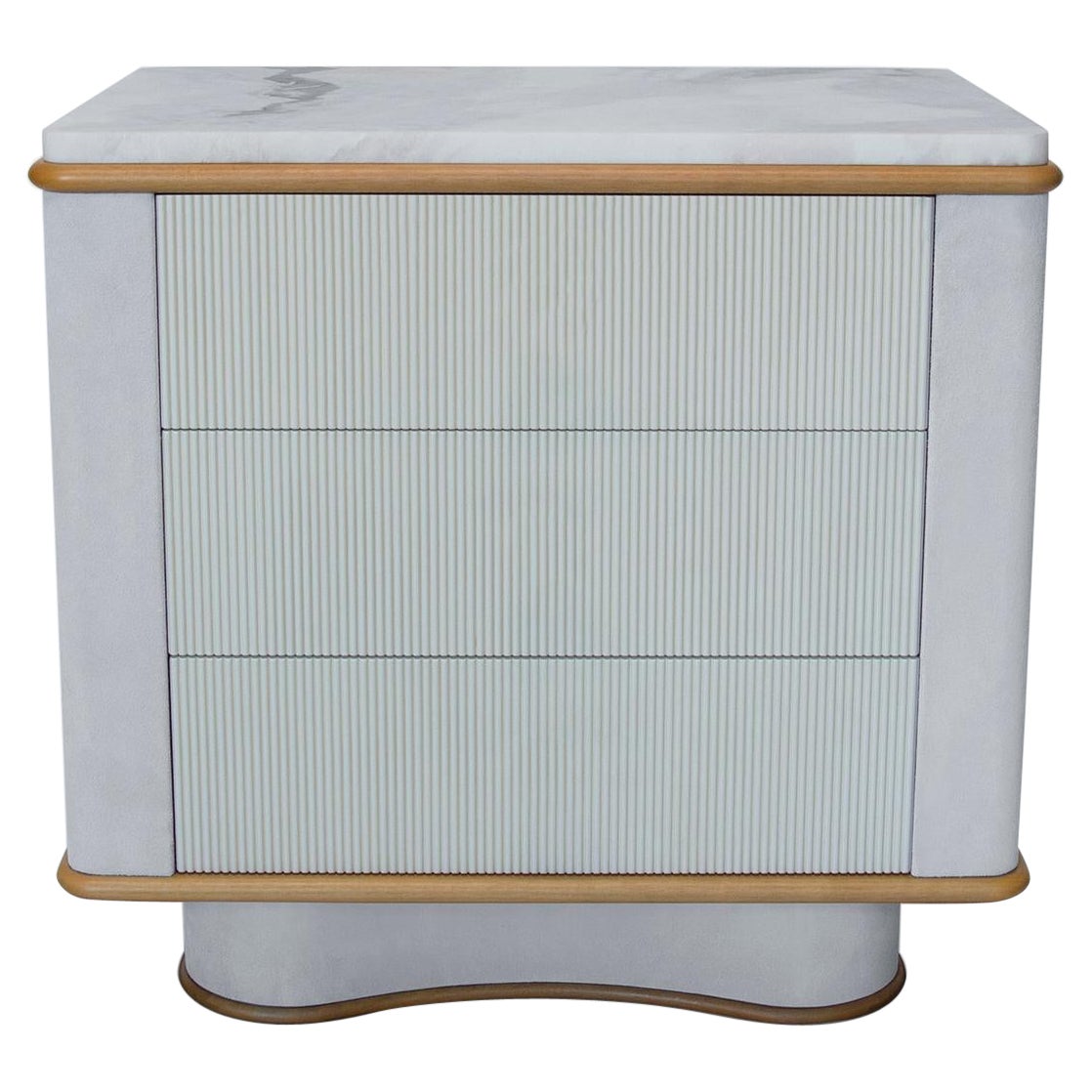 Reeded Bancroft Bedside End Table with Walnut, Marble, Brass by Chapter & Verse