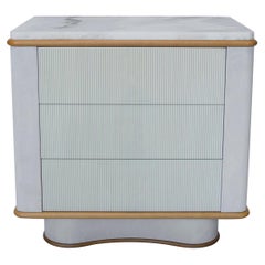 Reeded Bancroft Bedside End Table with Walnut, Marble, Brass by Chapter & Verse