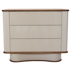 Reeded Bancroft Bedside End Table in Walnut and Satin Lacquer by Chapter & Verse