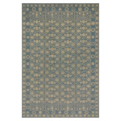 Oversized Contemporary Wool and Silk Hand-woven Khotan-Inspired Rug