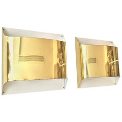 Pair of Spanish Metal Gold Wall Sconces, 1980s