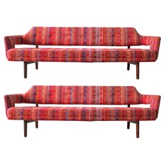 Edward Wormley Open Back Sofas for Dunbar Original Dorothy Liebes Woven Textile