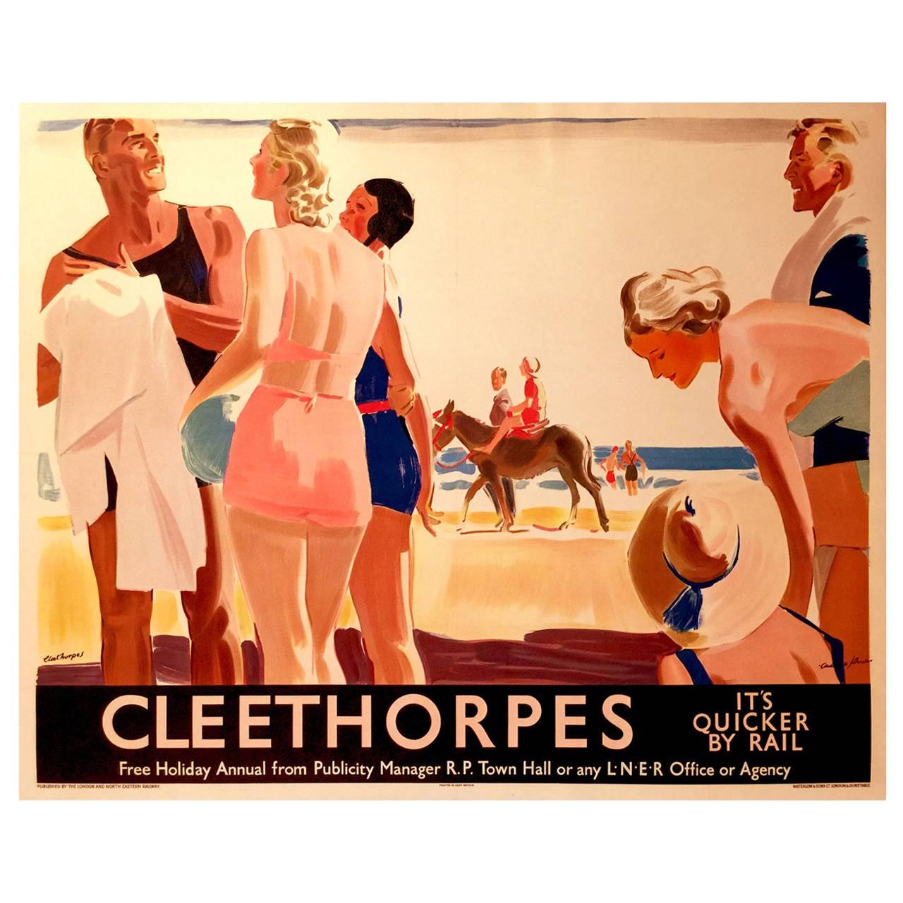 English Art Deco Period Travel Poster for Cleethorpes English Seaside, 1925